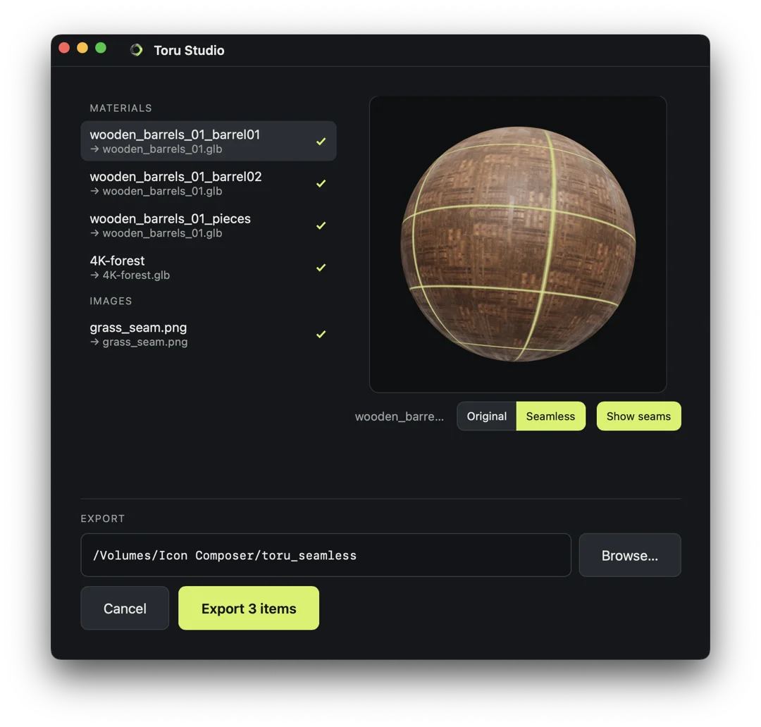 Toru Studio desktop application preview
